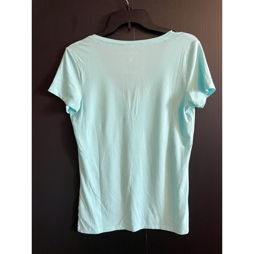 New Lilly Pulitzer New Etta Top V Neck Tee Size Medium Mint Solid T Shirt RARE - Picture 3 of 8
